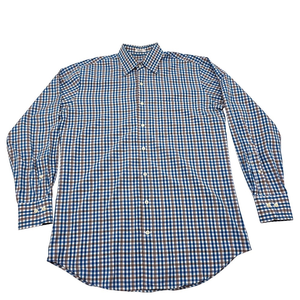 Peter Millar Mens Medium‎ Gingham Check Long Sleeve Button Down Shirt Cotton